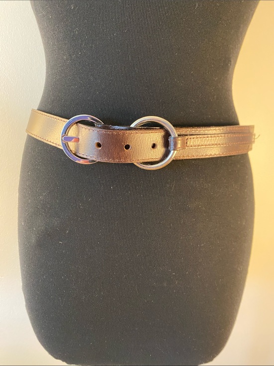 Simons Accessories - Simons Brown Leather Belt with Double Silver Rings